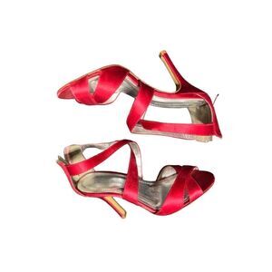 David's Bridal GIA Red Strappy Heels Sandals Size 7